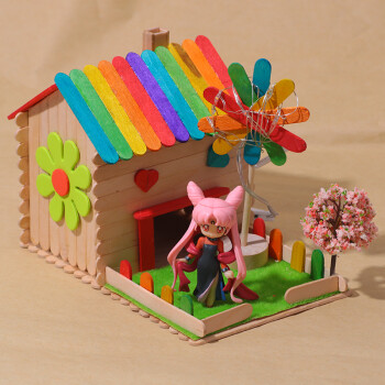 制作建筑木屋儿童手工diy小木屋制作小房子建筑模型玩具幼儿园拼装