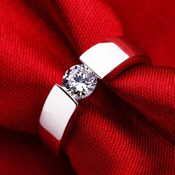 水晶玛瑙戒指生日礼物 黑钻石 结婚 男士钻戒 简约款2克拉钻戒