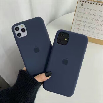 xs保护套苹果xs max液态硅胶壳半包苹果xr男女防摔薄软壳植绒 午夜蓝