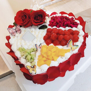 生日蛋糕同城配送网红玫瑰花奶油新鲜蛋糕全国送女友老婆闺蜜当日送达