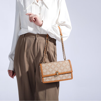 kson ck轻奢品牌女包四叶草牛皮质感印花时尚单肩包老花典雅温柔大方