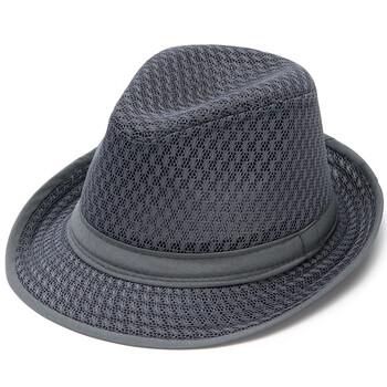 帽凉帽休闲户外网眼爸爸夏季透气草帽 款式二深灰色 l(58-60cm)可调节