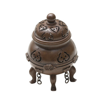 烨琪 苏工纯铜鼎香炉宣德炉五足帝王炉大号紫铜铜香炉沉香炉熏香炉 五
