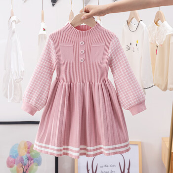 69玛杰饰潮童新品ゞ小孩子穿的女童毛衣裙秋冬女宝宝洋气半高领