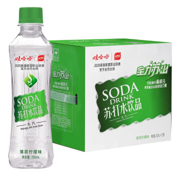 娃哈哈 薄荷柠檬味 无汽苏打水饮料 350ml*12瓶 整箱装 弱碱性（新老包装随机发货）