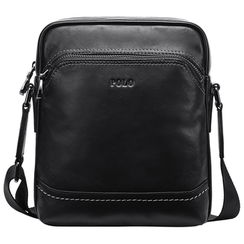 polo 单肩包男士大容量商务斜挎包潮流休闲头层牛皮背包zy042p461j