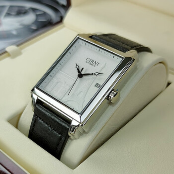 西亚尼(cirni)长方形品牌手表男士机械表全自动真皮带个性时尚潮流