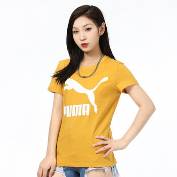 puma彪马女装夏季新品运动服大logo跑步训练健身透气休闲圆领短袖t恤