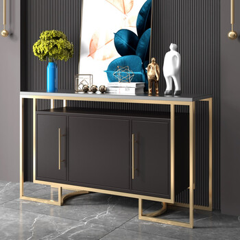 轻奢鞋柜玄关柜轻奢风现代简约客厅隔断柜新中式柜入户门厅柜一体黑金