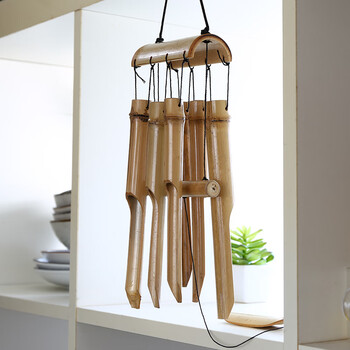 家好点中式竹子风铃 挂饰创意配件手工竹风铃 竹制茶室酒店装饰 方顶