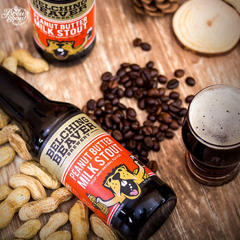 打嗝海狸花生酱牛奶世涛啤酒355ml6瓶装甜世涛美国原装进口精酿啤酒