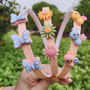 头箍发卡可爱卡通发夹小孩学生头花发饰呆萌小蜜蜂太阳花领结三件套