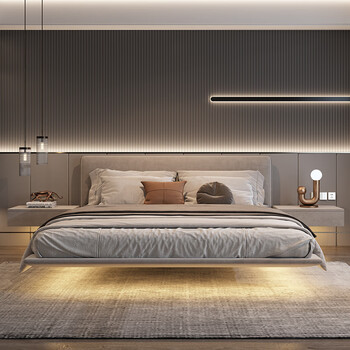 芝华仕(cheers)轻奢高档悬浮床现代简约布艺床科技布主卧床钢架床架