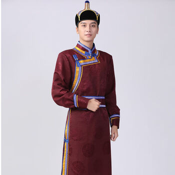 蜜丹丽男装长袍男蒙古族服装男士成人长款蒙古袍日常舞台装民族服饰