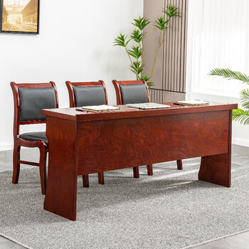 半厘会议室家具桌椅组合简约会议桌 1.8米木皮条桌(单桌)