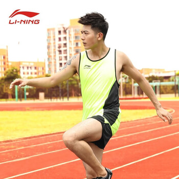 ning)体育生田径服运动套装男体考中考马拉松跑步背心比赛田径训练服 