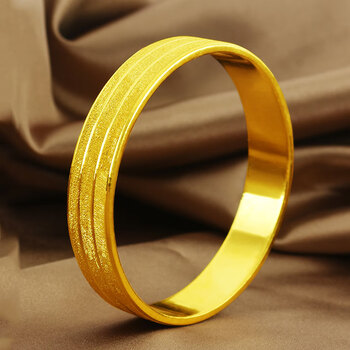 kingdomcrimson kingdom手镯女足金999新款实心闭口磨砂气质镯子个性