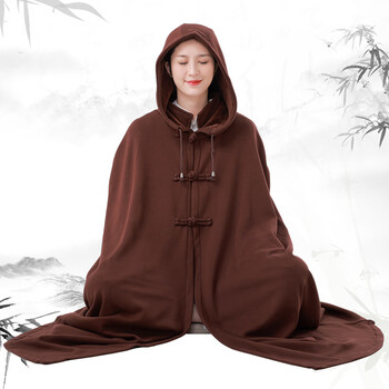 conwhd 禅修斗篷禅意打坐披风男女僧人居士披肩毯斗篷大衣单层加薄绒