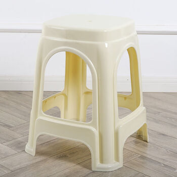 客厅餐桌椅子成人塑胶板凳高登方凳凳小矮凳大号米白色高46厘米6张