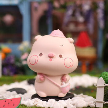 放在车上的摆件piyo皮呦小猪汽车摇头公仔可爱车载猪猪装饰品办公室