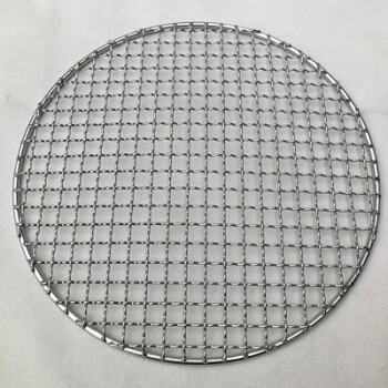 不鏽鋼燒烤網圓形韓式炭爐烤肉篦子加粗烤肉網片大號戶外烤肉網簾銀色
