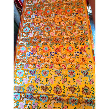 藏式布料藏式黄色祥云莲花锦缎丝绸装饰佛卓支持宽度73厘米长一米的价