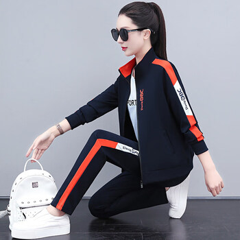 年春季运动套装女三件套新潮女装耐··克尅 深蓝 m【图片 价格 品牌