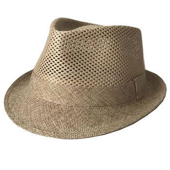 悠曼娅男士夏天礼帽男 夏季 遮阳帽子中老年太阳帽中年透气凉帽亚麻老