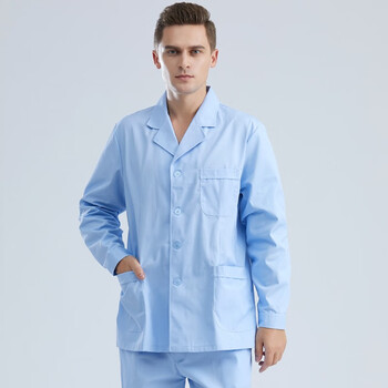诺尔森白大褂医院工作服薄款夏季男短款蓝色男上衣长袖m