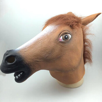 动物头套抖音搞笑面具酒吧表演道具 乳胶 棕色马头头套