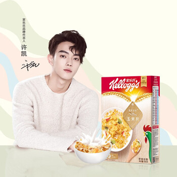 家乐氏（Kellogg）进口玉米片500g/盒大包低脂麦片谷物圈冲泡即食营养谷物早餐代餐