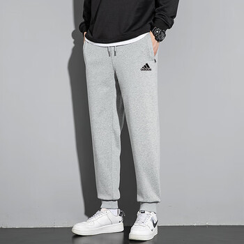 三叶草官方阿迪达斯斯裤子男运动卫裤宽松束脚休闲长裤adidas浅灰色