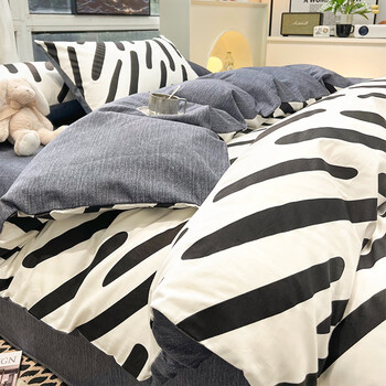 艺彩蝶情人草家纺四件套北欧ins风纯棉床上四件套100全棉被套简约床单