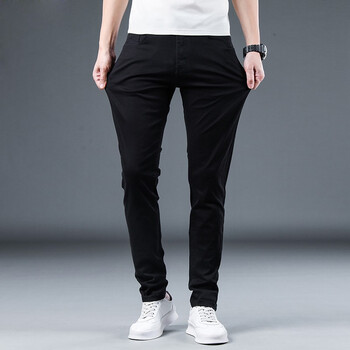 纯白牛仔裤男夏季薄款纯棉百搭修身直筒裤白色裤子男潮牌qq1088纯黑32