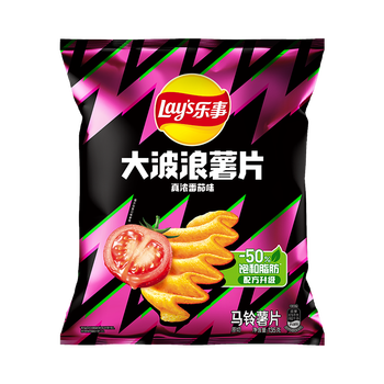 乐事（Lay's）大波浪薯片 番茄味 135克 休闲零食 膨化食品 番茄味 135g