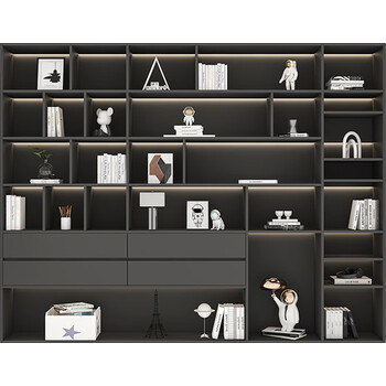 羽相印书房直播间背景墙3d立体直播背景布古风高级感书架书柜办公室