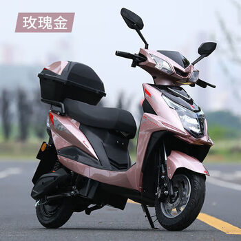 新款电动车电瓶车男女电动摩托车60v72v外卖长跑王车模 玫瑰金-尾箱款