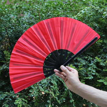 carina duek功夫扇竹骨魔术扇红色太极响扇高档武术扇子表演中国风