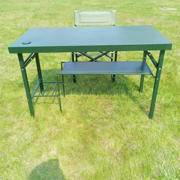 华恒臻1.2*0.6米野战电脑桌  折叠户外便携行军桌野战铁皮军绿色指挥桌