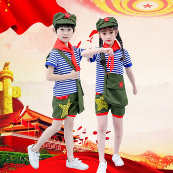 洛之潮小衣服儿童演出服六一小红星闪闪学习雷锋精神代代传红歌合唱