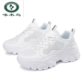 啄木鸟夏季新款女鞋大码超轻厚底增高网面老爹鞋跨境时尚休闲运动鞋女