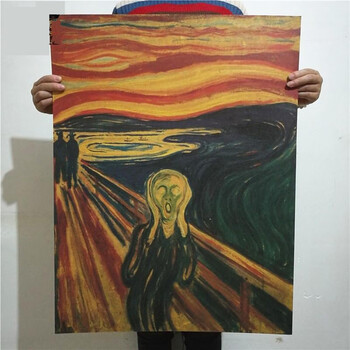 大尺寸梵高莫奈世界名画海报星空向日葵复古牛皮纸油画装饰墙画芯桔