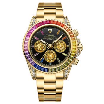 lis)手表官方旗舰店铁利时(tielis)tielis彩虹钻笛通拿男士机械腕表