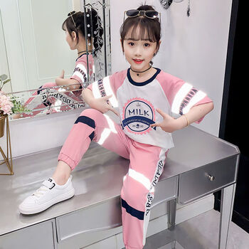 阔腿裤春装2022新款中大儿童春秋款裤子洋气女孩春季牛仔裤蓝色120cm