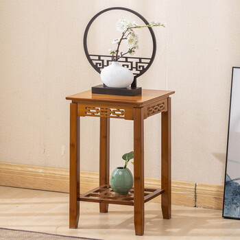 九夫人花架子室内客厅花架层架阳台花盆架多层落地式实木多肉新中式花台花几盆景架小号茶色雕刻仿古花台50高 图片价格品牌报价 京东