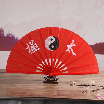舞蹈扇子功夫扇太极响扇红色武术小学生儿童表演舞蹈扇中国子一尺竹骨