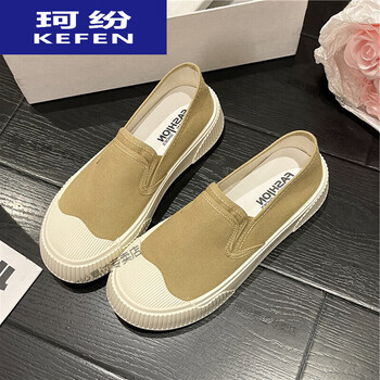 孕妇鞋脚蹬水肿软底防滑加肥加大春秋季新款孕晚期专用鞋子 卡其色