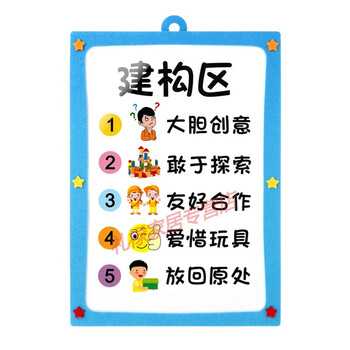 班级教室环创布置区域牌标识a3塑封标志牌进区规则卡装饰墙贴 建构区