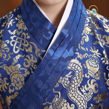 汉服男童古装侠客锦衣卫飞鱼服男孩演出服套装超仙中国风 蓝色(不带
