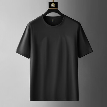 纯色休闲短袖t恤圆领宽松打底衫特大号体恤上衣夏季半截袖夏装黑色2xl